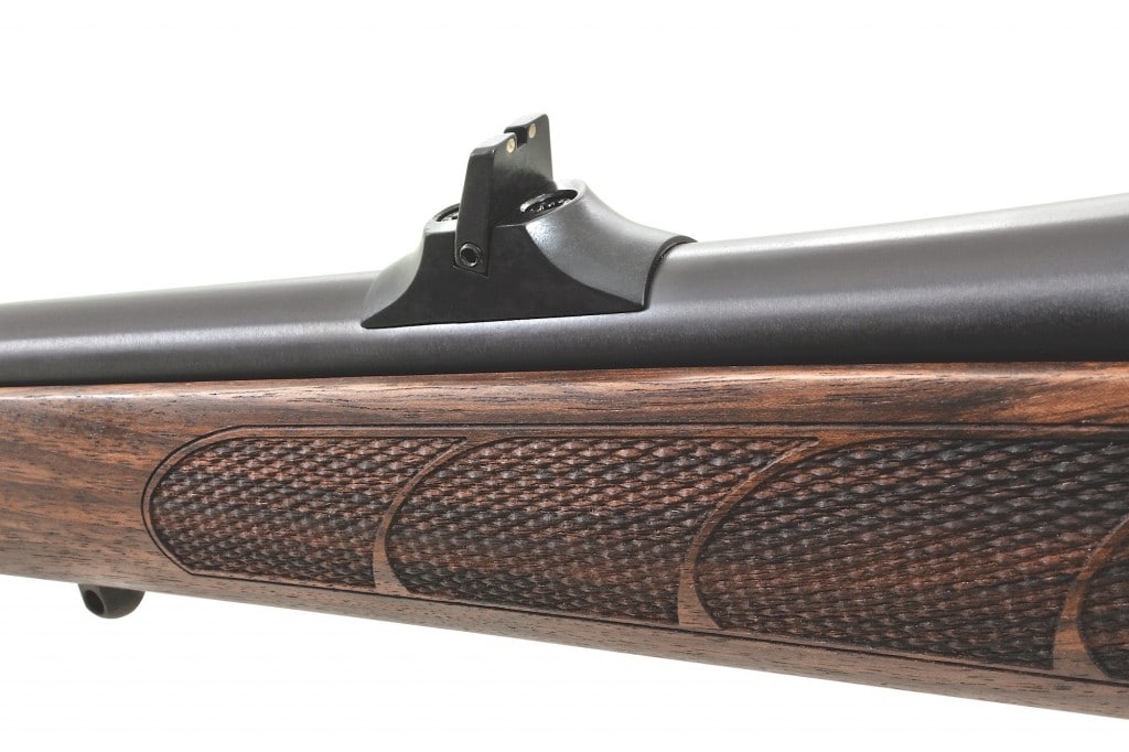 To daTe, all 557s have 20.6-inCh barrels. only The Carbine has iron sighTs—and They’re good ones! The rifle’s sToCk is perfeCTly shaped for open-sighT use.