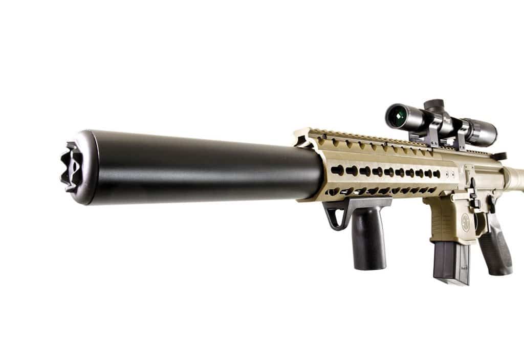 Faux suppressor, foregrip and Keymod forend are standard.