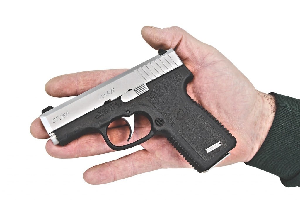 the ct380 maintains the sLim and Light weight characteristics that the .380 kahrs have become known for, but aLLows a fuLL grip and one extra round in its magazine.
