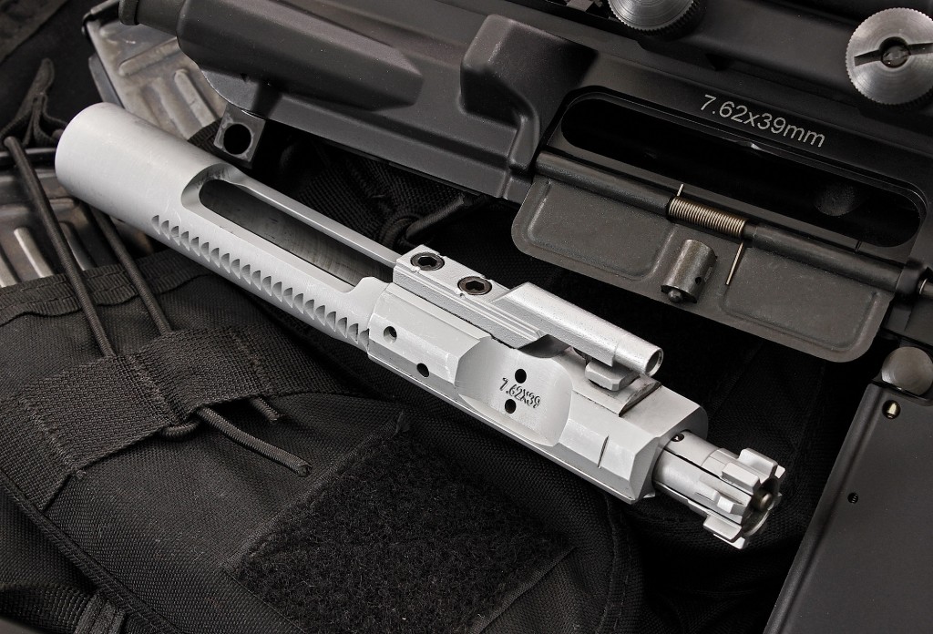 along with being modified to reliably chamber, extract and eject the 7.62x39mm, the bolt carrier group is hard-chrome plated. 