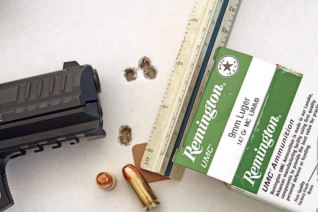 47-grain Remington UMC full metal jacket proved the Most accurate at 25-yards. Check out the super-tight 3-shot cluster...a telling indication.