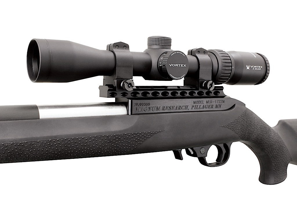 We mounted a 2-8x32mm Vortex Diamondback HP scope to the rifle’s integral base for testing.