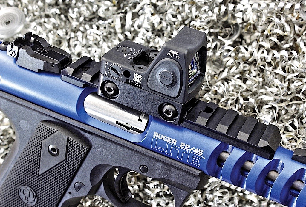 This year’s Lite model features a picatinny optics rail.Trijicon’s new-for-2015 1-moa RMR sight is shown mounted atop. 