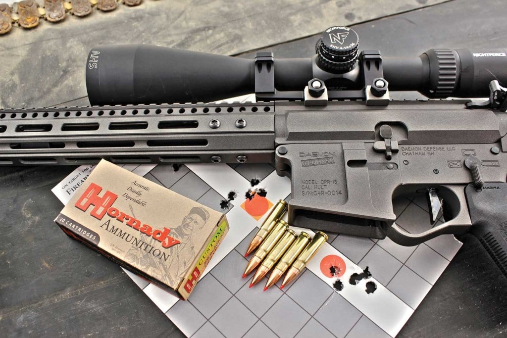 Using a nightforce 4-14 shv riflescope, and shooting hornady’s supersonic 110-gr. V-Max ammunition, the OPR proved an extremely consistent 1-MOA performer at 100-yards