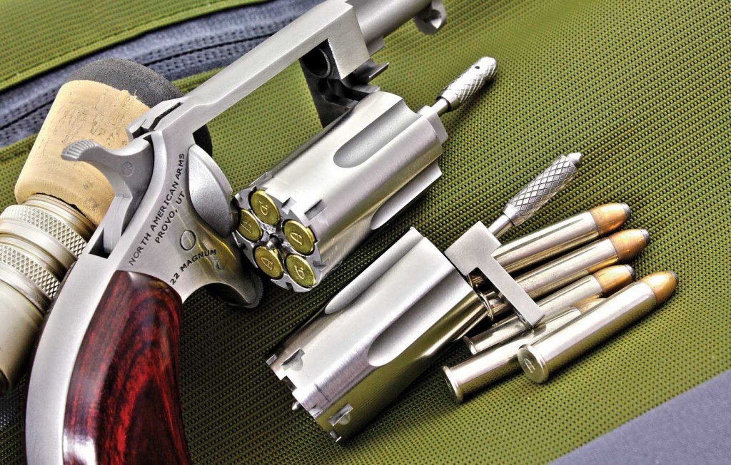 The sidewinder’s interchangeable .22 LR and .22 Magnum cylinders.