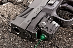 The FNS-9C joins the few compact pistols with an integral accessory rail. Shown is the new LaserMax Micro green-laser.