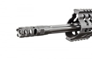 At the business end of the revolt youll find a POF triple port muzzle brake attached to an 18.5-inch, matchgrade, heavy-contour fluted barrel.