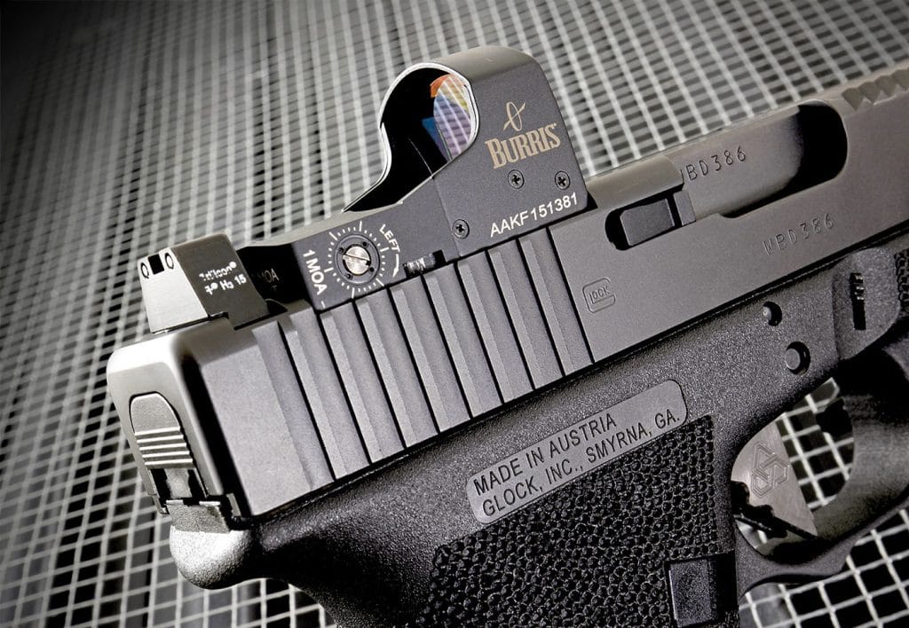 The IGFS Optics Mounting solution is a cost-effective way to equip you Glock or S&W M&P pistol with a mini red-dot optic. We chose a Bu rris FastFire 3 in conjunction with Trijicon’s suppressor-height night sights for a co-witness sight picture.