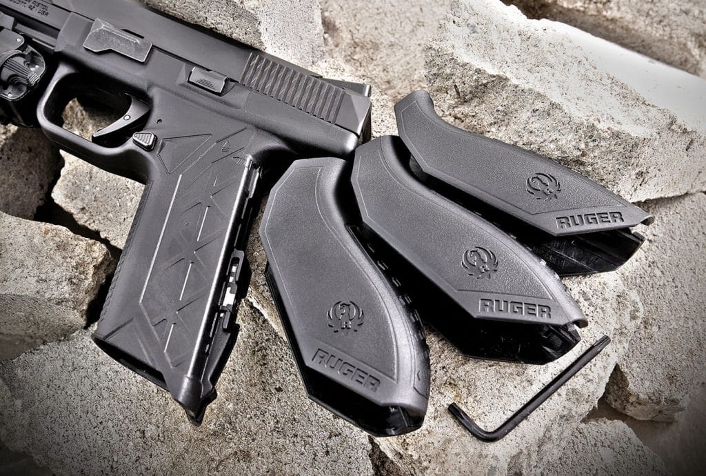 Now obligatory, small/medium/large backstraps come standard with the Ruger American. A 1/4-turn with the supplied #10 torx wrench is all it takes to remove/install them.