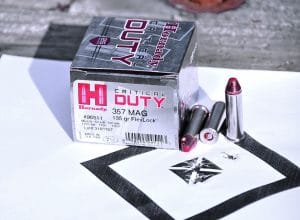 Best 3-shot group, fired with Hornady Critical defense.