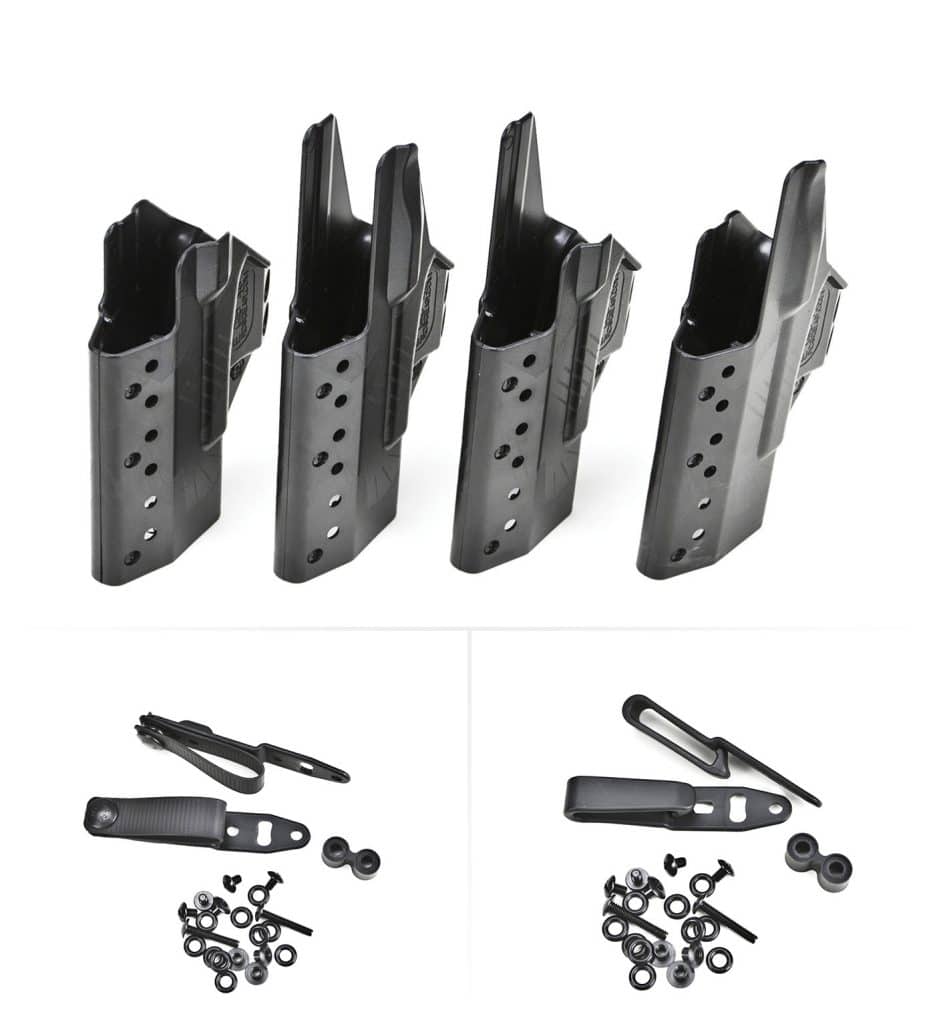 The various sizes/configurations of the Eidolon’s injection-molded shells and attachment loops/claws.