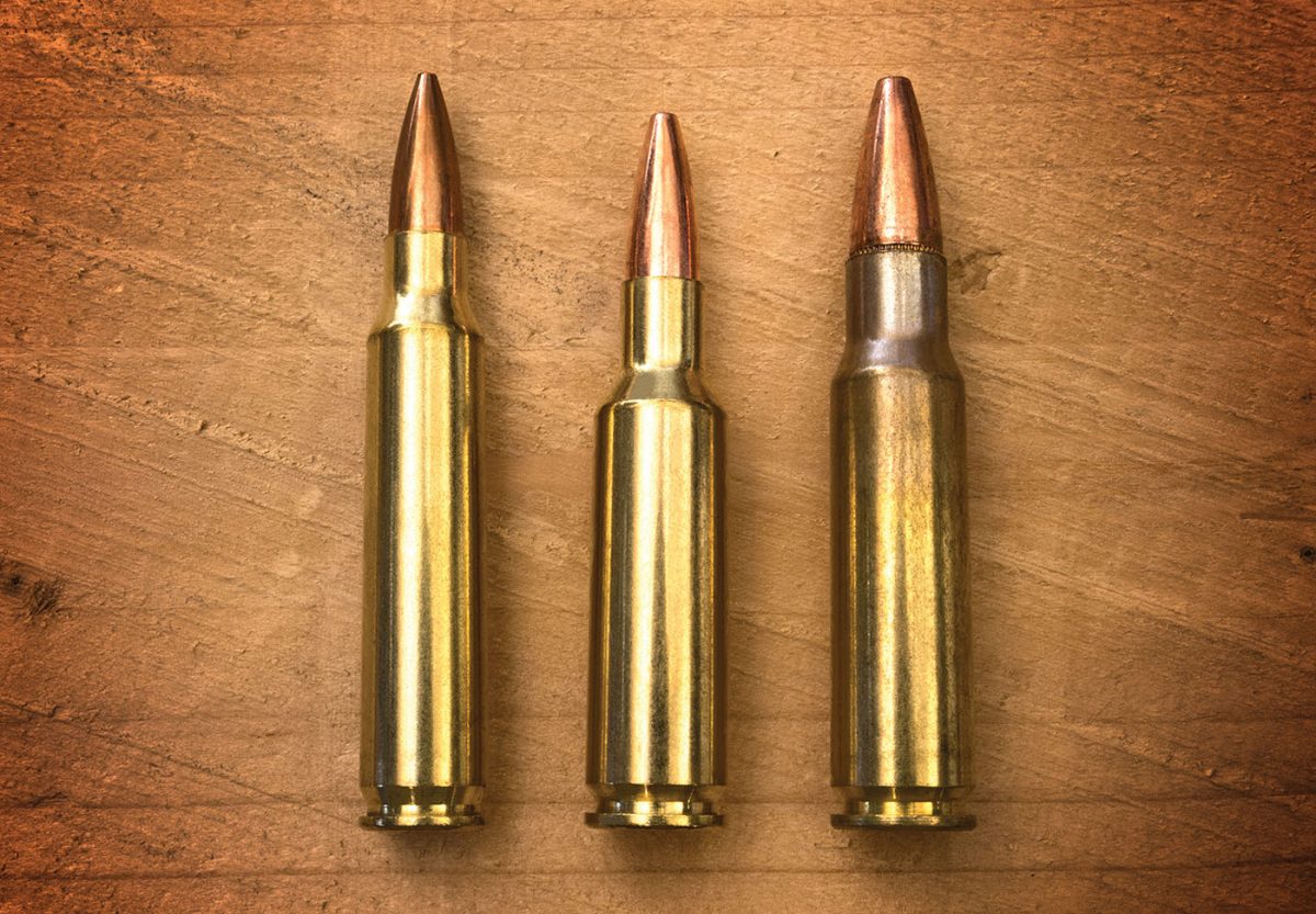The .224 Valkyrie (middle) is a 6.8 SPC cartridge (right) necked down to a ...